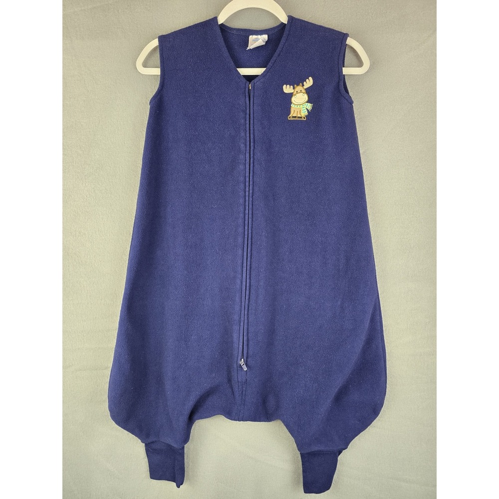 Halo SleepSack Big Kids Unisex 2-3T Navy Moose Wearable Blanket Fleece Cozy FLAW